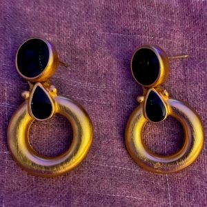 Vintage Anne Klein gold and black earrings